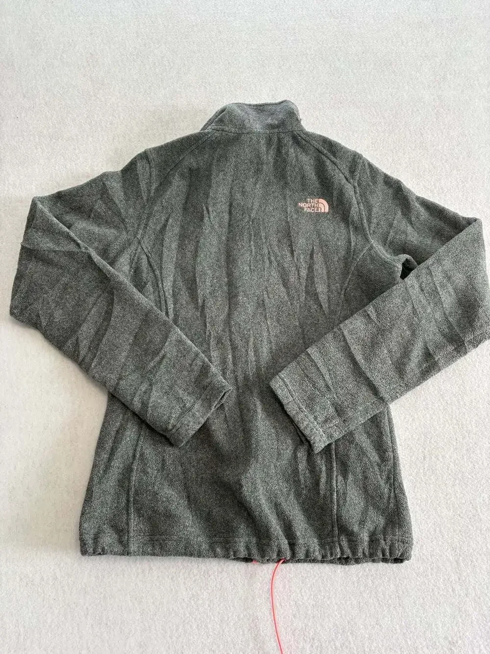 The North Face Women's Grey Full Zip Fleece Jacket with Pink Trim Size Small